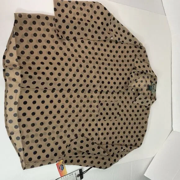 New 2OH Threads Blouse Top, Large, Khaki Polkadot, 2W39003, Button Up - Picture 6 of 9